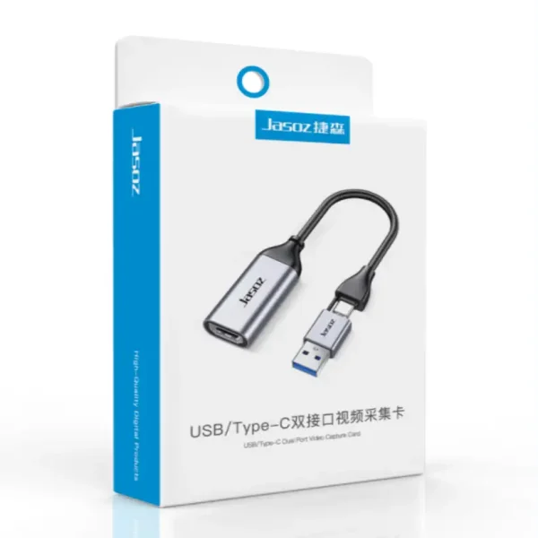 Cáp Ghi Hình Livestream HDMI Sang USB-A/USB-C 4K Input 1080P Jasoz T-G158 2 Hộp sản phẩm Jasoz T-G158 – Cáp ghi hình livestream HDMI sang USB/Type-C