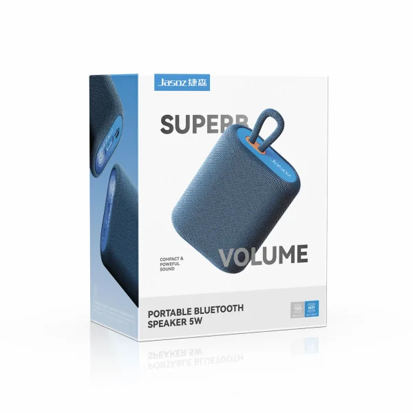 Hộp sản phẩm Loa Bluetooth Jasoz K112 T-K153 màu xanh, công suất 5W, Bluetooth 5.2, pin 1200mAh