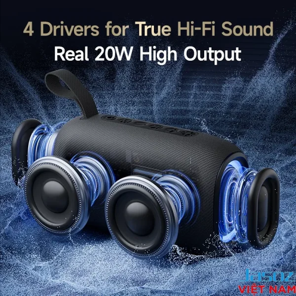 Loa Bluetooth Jasoz T-K162 công suất 20W với 4 drivers cho âm thanh Hi-Fi, bass mạnh, Bluetooth 5.2