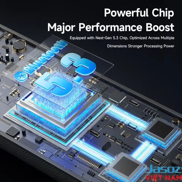 Loa Bluetooth Jasoz T-K162 sử dụng chip Bluetooth 5.3 thế hệ mới, kết nối ổn định, độ trễ thấp, tiết kiệm năng lượng