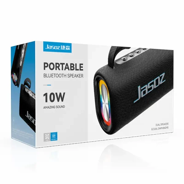 Loa Bluetooth Pro Jasoz T-K159 – Công Suất 10W, Pin 1800mAh, Bluetooth 5.2 Ổn Định, Ghép Đôi TWS, Chống Nước IPX5 1 Hộp sản phẩm Loa Bluetooth Pro Jasoz T-K159 công suất 10W, Bluetooth 5.2, pin 1800mAh, chống nước mưa, hỗ trợ TWS