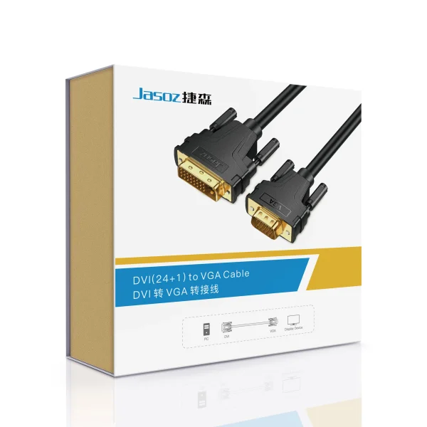 Hộp đóng gói chính hãng cáp chuyển DVI sang VGA Jasoz T-B131 — DVI(24+1) to VGA Cable, nhập khẩu chính hãng Jasoz Việt Nam