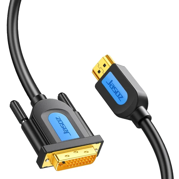 Cáp chuyển HDMI sang DVI Jasoz T-A133 1.5M, đầu DVI-D 24+1 và HDMI Type-A mạ vàng, hỗ trợ kết nối 2 chiều HDMI ↔ DVI, Full HD 1080P/60Hz.