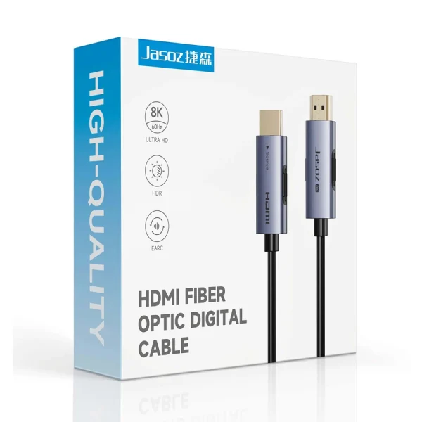 Cáp HDMI 2.1 Sợi Quang 10M Jasoz T-A430 Đầu Cáp Mạ Vàng Chống Oxy Hoá.Hỗ Trợ 8K@60Hz, 4K@240Hz, 48Gbps, eARC 2 Hộp đóng gói chính hãng Cáp HDMI 2.1 sợi quang Jasoz A147 — bảo hành 18 tháng tại Jasoz Vietnam,