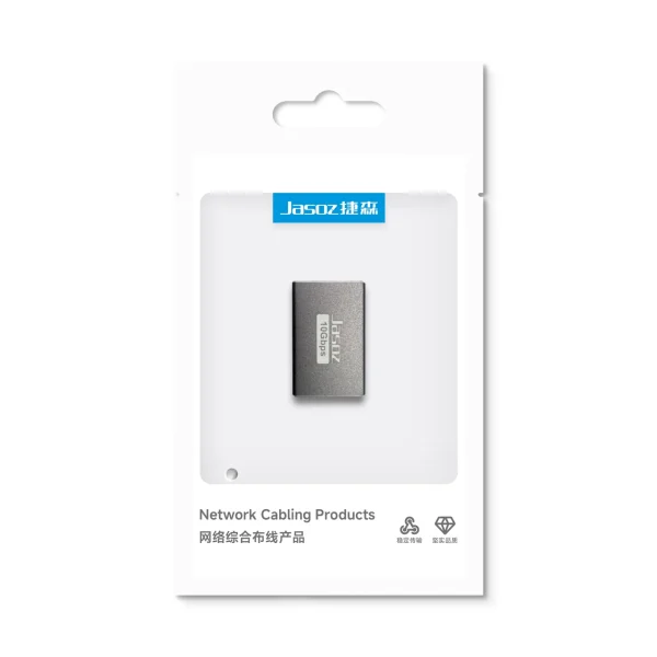 Đầu Nối Mạng CAT7 Jasoz T-G203 — Vỏ Nhôm Chống Nhiễu, Mạ Vàng,Tốc Độ 10Gbps 1 Túi đóng gói chính hãng Jasoz đầu nối mạng RJ45 T-G203 10Gbps — bán theo cái lẻ, có hook treo kệ