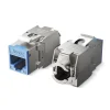Nhân mạng RJ45 Jasoz T-E300 Cat6 Shielded khung kẽm chuẩn 180° — mặt cổng cắm và mặt sau kẹp cáp