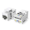Hạt Mạng Âm Tường Cat6 Jasoz T-E297 Tốc Độ 10Gbps Đầu Mạ Vàng 2 Nhân mạng RJ45 Cat6 Jasoz T-E297 mở nắp lộ rãnh IDC, sticker T568A/T568B in trên thân, nhãn CAT.6 vỏ trắng