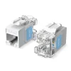 Nhân Mạng RJ45 Âm Tường Cat5E Jasoz T-E298 Cắm Thẳng 180°, Đầu Kết Nối Mạ Vàng 2 Nhân mạng RJ45 Cat5E 180° Jasoz T-E298 với Push Buckle nắp trong suốt khóa cáp, nhãn CAT.5E xanh dương trên thân